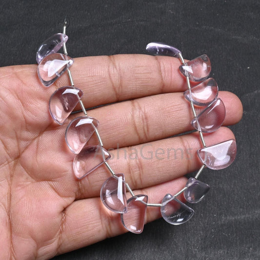Natural Pink Amethyst Smooth D Shape Fancy Gemstone Beads,10-16 mm Amethyst Half Moon Side Drill Handmade Plain Beads Jewelry making Crafts