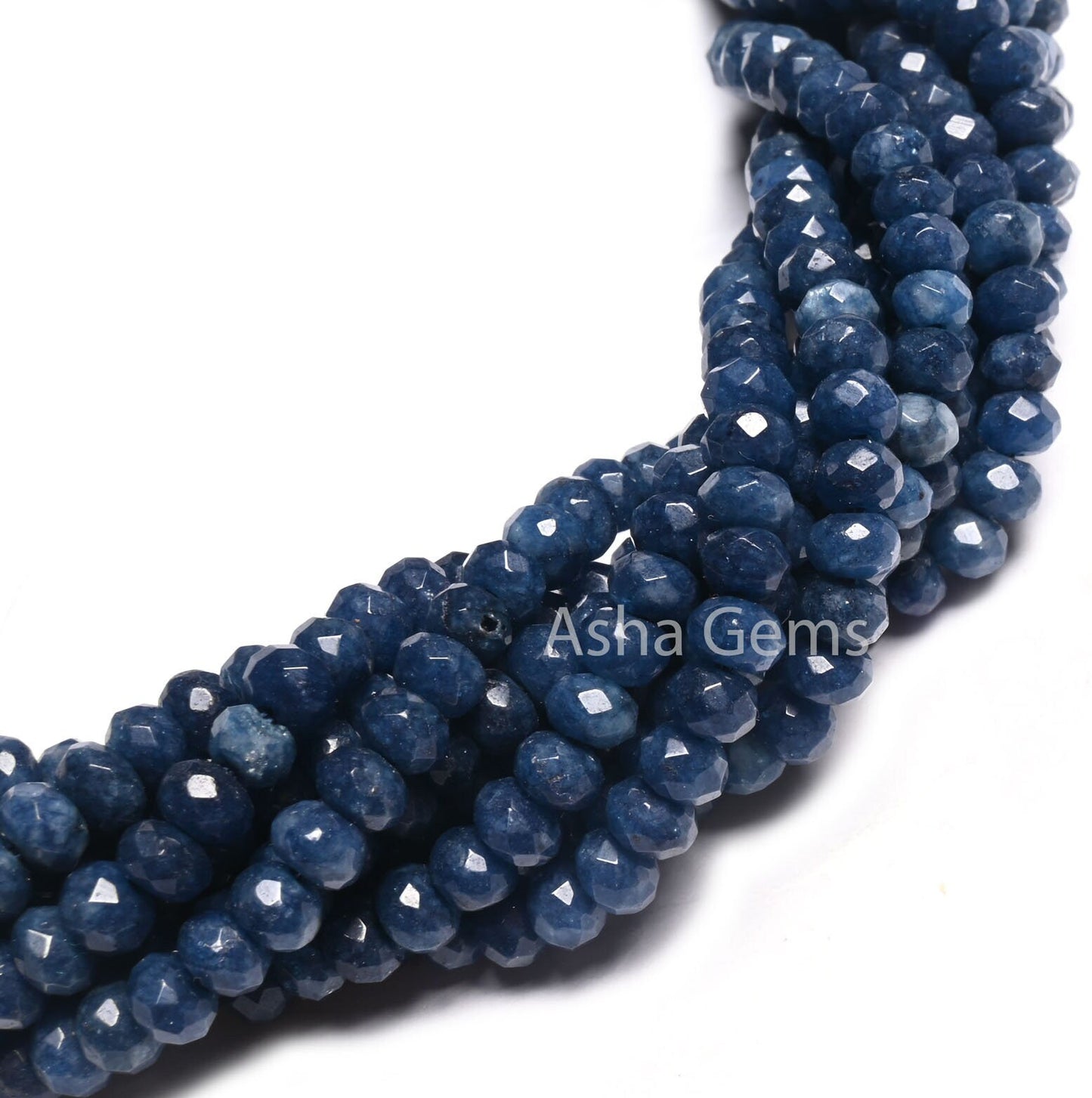 4.5 mm Fine Blue Jade Quartz faceted Rondelle Shape Beads, Blue Sapphire Color Jade Quartz machine cut Gemstone Beads Jewelry makings Crafts