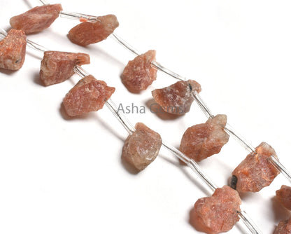 Beautiful Sunstone raw Rough Gemstone Beads, Natural Sunstone Uneven Slice Side Drill Beads Healing Crystal, Raw Mine Beads Jewelry makings