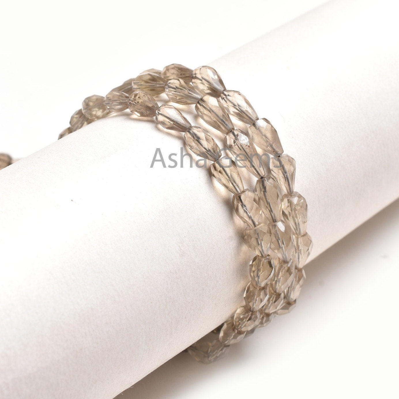 Beautiful Smoky Faceted Drops Shape Gemstone Beads,15" Natural Light Grey Smoky Indian Cut Straight Drill Teardrop Beads Smoky Jewelry SALE
