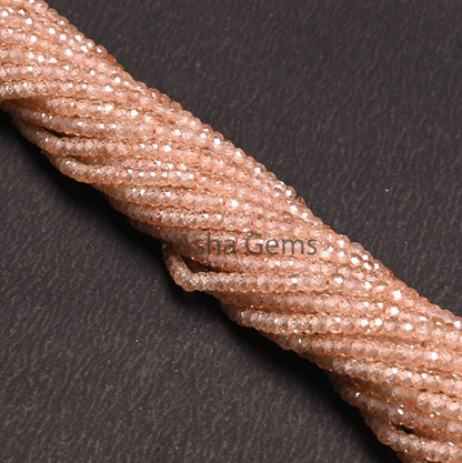 Beautiful Cubic Zircon Micro Cut Rondelle Faceted Beads 3mm AAA Quality Light Imperial Brown Zircon Faceted Gemstone Bead Jewelry Craft SALE