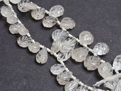 Beautiful White Rutile Carved Pears Shape Beads,9" Strand, Natural Rutile Carved Teardrop Beads,Rutile Carve Beads Handmade Jewelry Making