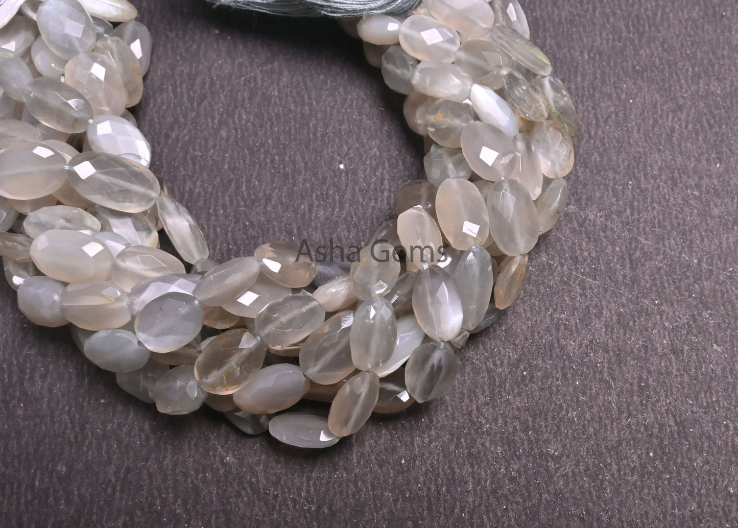 Natural Grey Moonstone faceted Indian Cut Oval Beads,9" Moonstone Oval Briolette Straight Drill Gemstone Beads, grey Moonstone Beads Jewelry