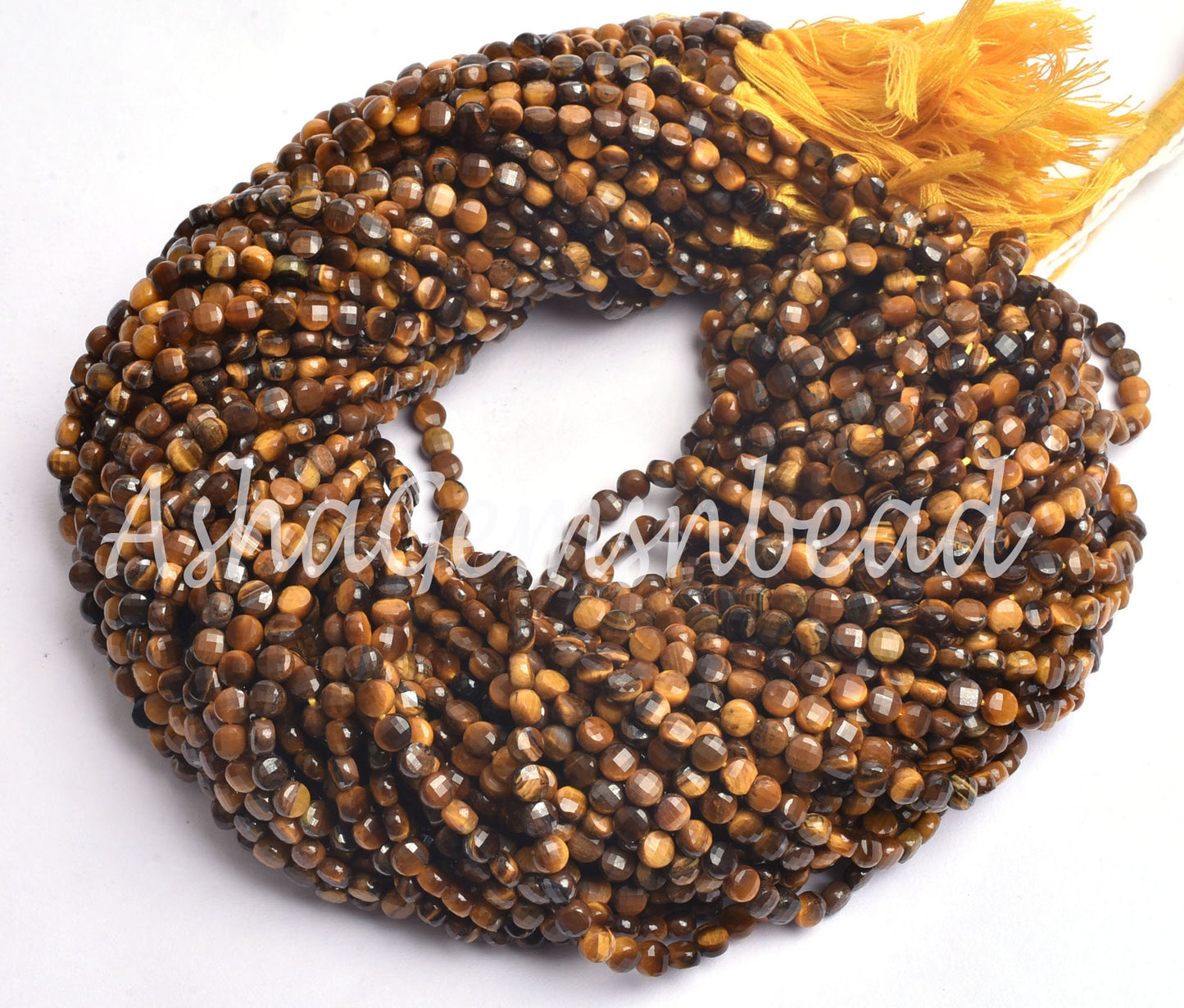Fine AAA Quality Tiger Eye Tiny Coin faceted Gemstone Beads,4.50 mm Shaded Brown Tiger Machine Cut Coin Briolette Beads Jewelry making Craft