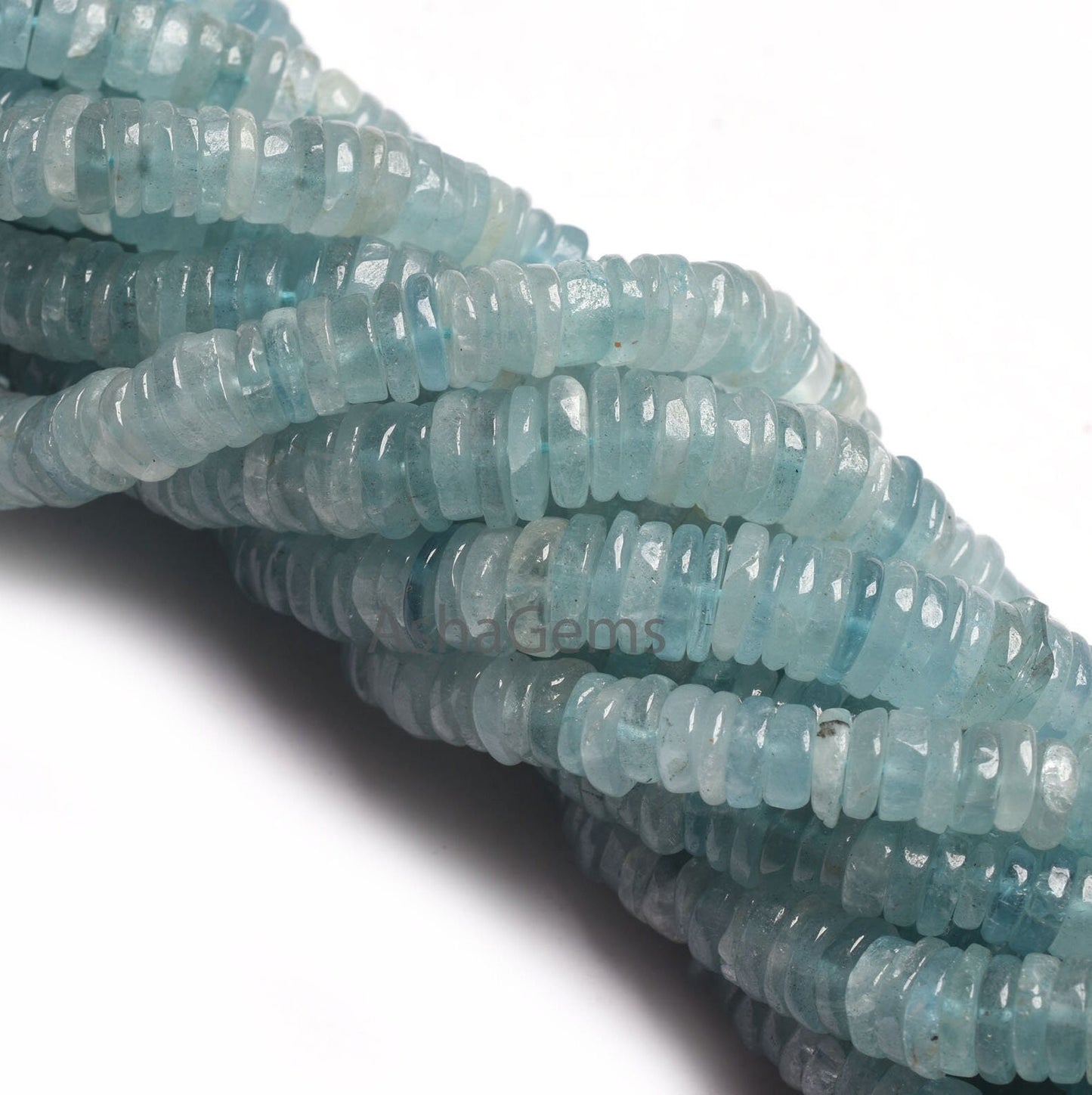 Beautiful Blue Aquamarine Tyre Shape Gemstone Beads, Natural aquamarine Beads, Aquamarine Smooth heishi Tyre Beads Handmade Wheel Beads SALE
