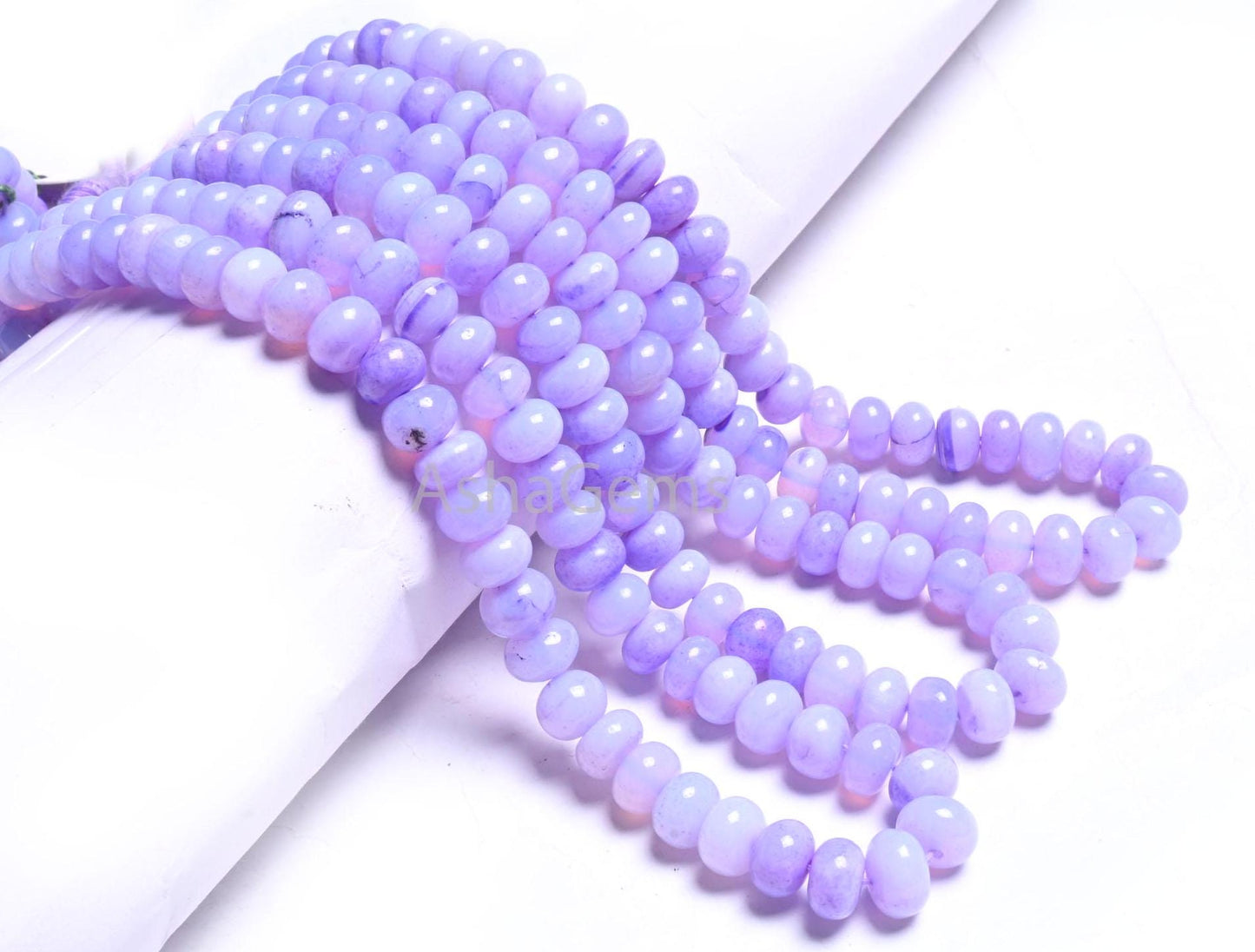 Beautiful Lavender Blue Opal Smooth Rondelle Handmade Beads,8 mm AAA Blue Opal Plain Gemstone Loose Beads Opal Jewelry Necklace Making Craft