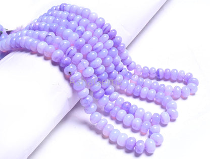 Beautiful Lavender Blue Opal Smooth Rondelle Handmade Beads,8 mm AAA Blue Opal Plain Gemstone Loose Beads Opal Jewelry Necklace Making Craft