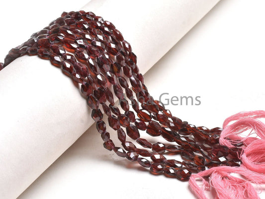Beautiful Garnet Indian Cut Oval Briolette Beads, Natural Red Garnet Faceted Oval Straight Drill Gemstone Bead, Garnet Beads Jewelry Crafts