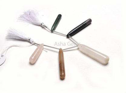 Beautiful Multi Disco Smooth Long Drop Shape Beads, Mix Gemstone Fancy Long Pencil Teardrop Side Drill Beads, Drop Disco Beads Jewelry Craft