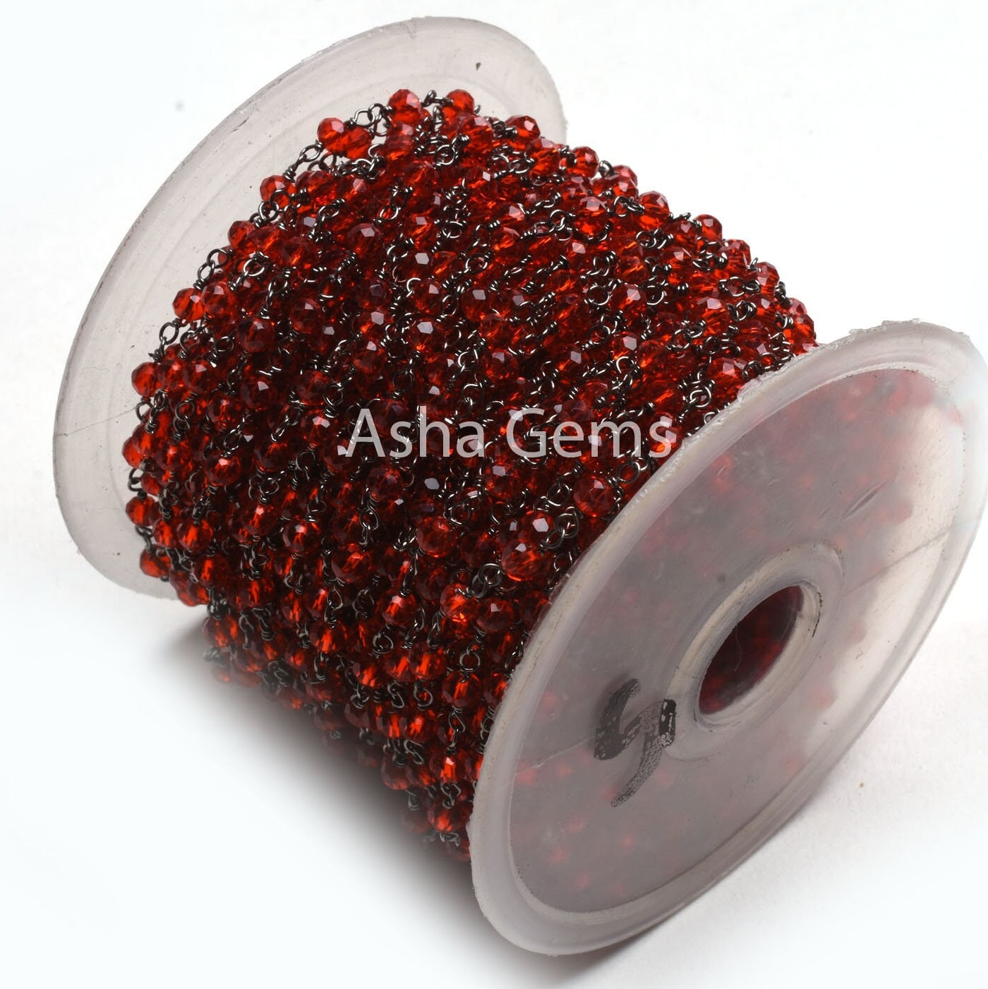 3-3.5 mm Red Quartz Hydro Jewelry Crafts Rosary Chain 1-50 Feet Red Quartz Faceted Rondelle Bead Chain Black Metal Wire Plated Finding Chain