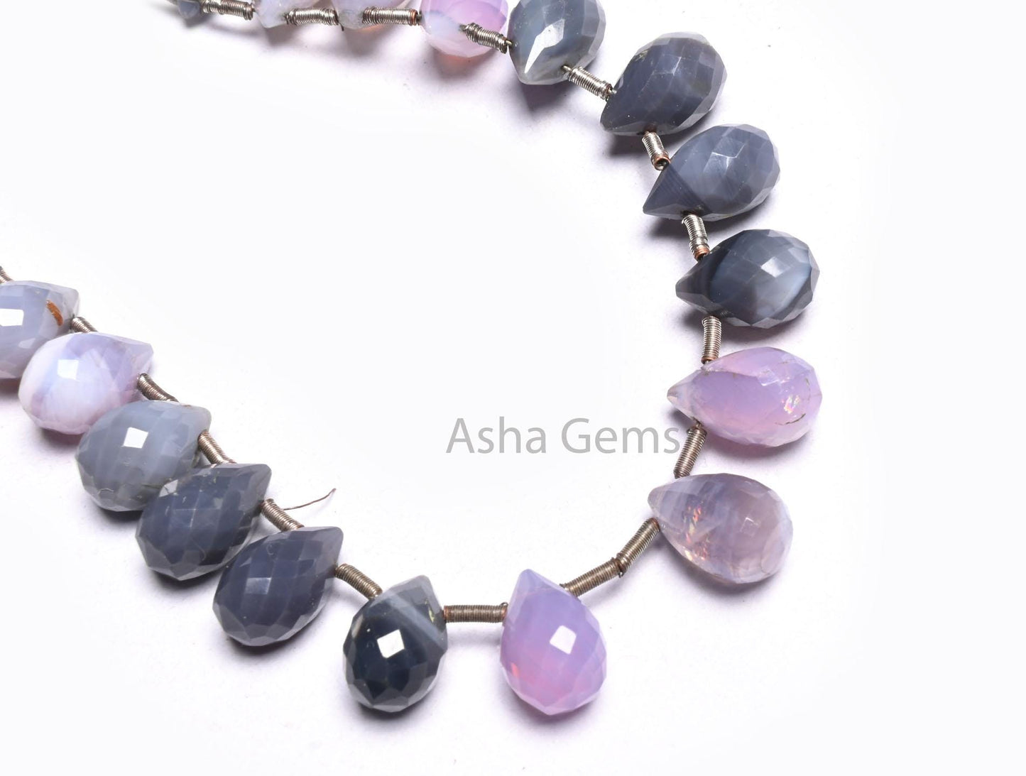 8" Beautiful Lavender, Blue Opal Faceted Drop Shape Gemstone Beads,7-11 mm Shaded Opal Teardrop Briolette Beads, Fine Lavender Beads Jewelry
