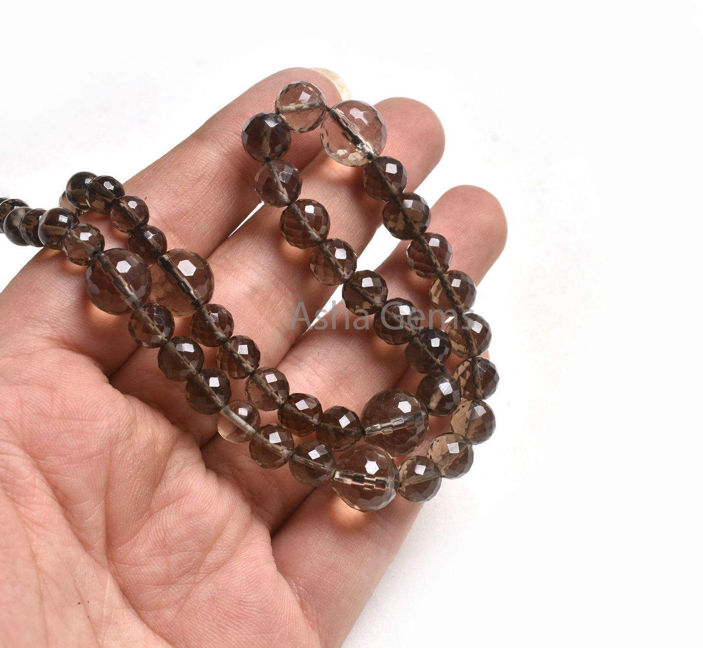 Beautiful Smoky Quartz Micro Faceted Round Gemstone Beads,14"Strand AAA Smoky Beads, Natural Smoky Machine Cut Round Shape Bead Jewelry SALE