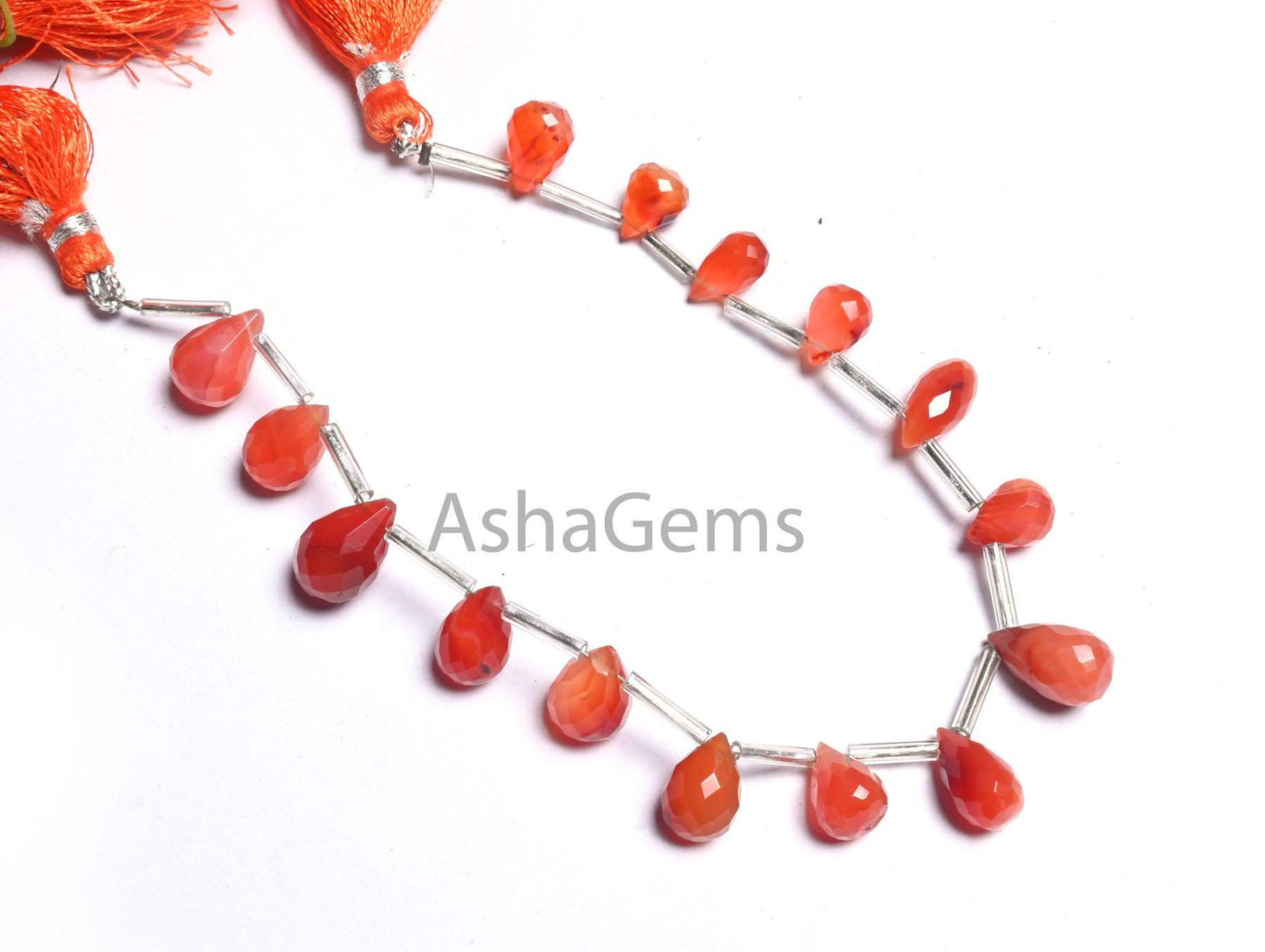 Natural Red Carnelian Faceted Drop Shape Gemstone Loose Beads, Carnelian Side Drill Teardrop Briolette carnelian Beads Jewelry Making Crafts