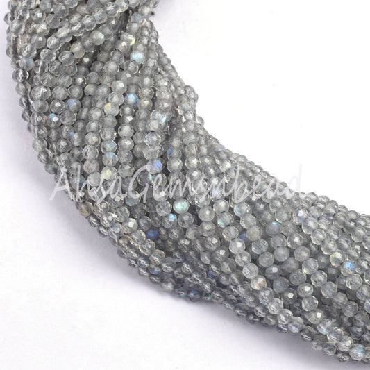 AAA Natural Labradorite Faceted Rondelle Beads,1.8 mm Beautiful Blue Fire Labradorite Machine Cut Micro Faceted Bead Black Rainbow Bead SALE