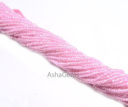 AAA Quality Pink Zirconia Faceted Micro Cut Rondelle Shape Gemstone Beads ,13.5" Pink Cubic Zircon Micro Cut 2.5mm Beads  Jewelry Craft SALE