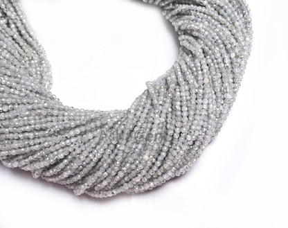 Genuine Grey Zircon Faceted Rondelle Beads,2 mm Natural Zircon Machine Cut Gemstone Tiny Beads, Real Zircon Micro cut Beads Necklace Jewelry