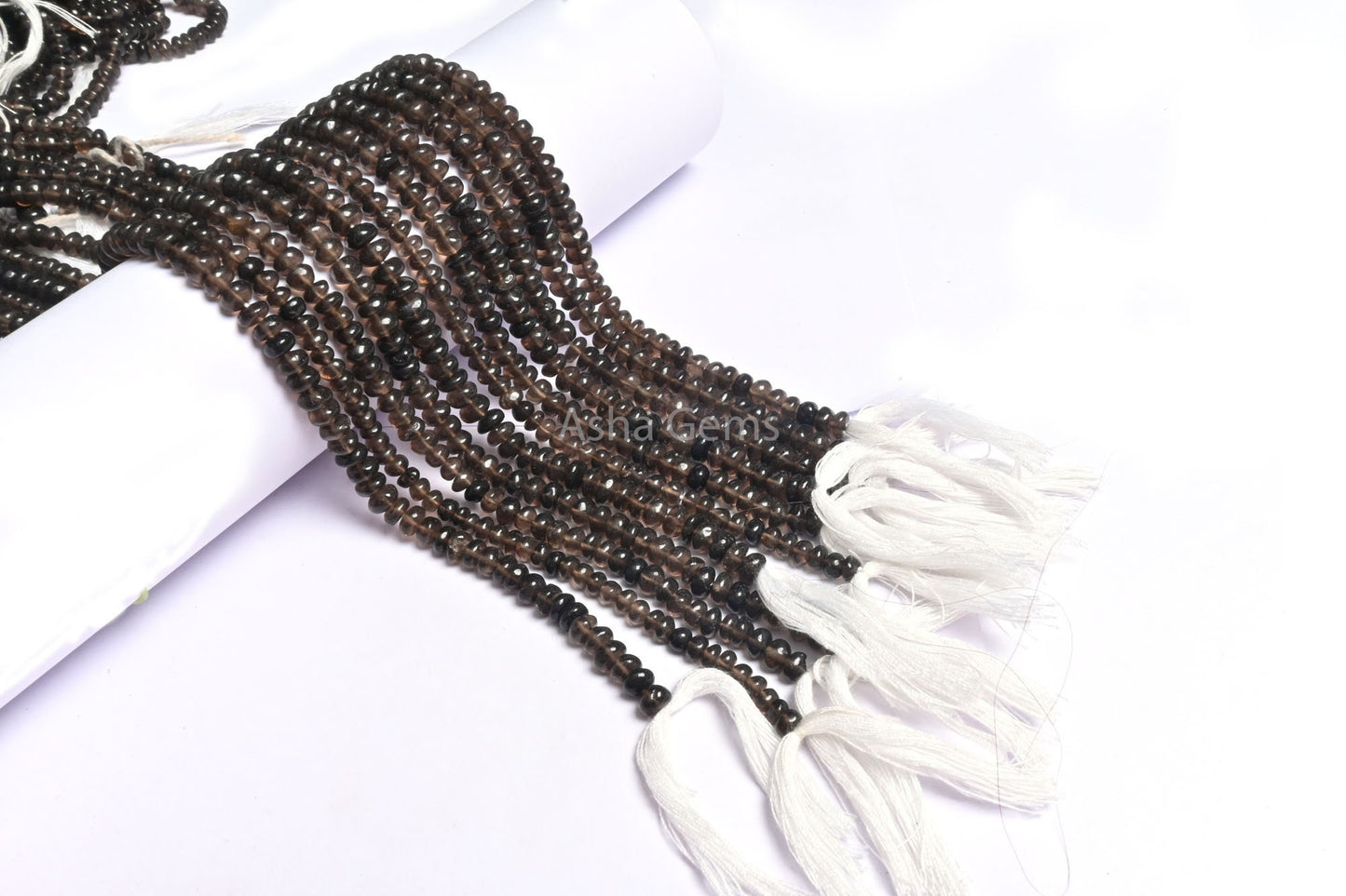 Fine Quality Smoky Quartz Smooth Rondelle Shape Beads, Natural Black smoky Plain Handmade Gemstone Bead Smoky Bead Jewelry making Craft SALE
