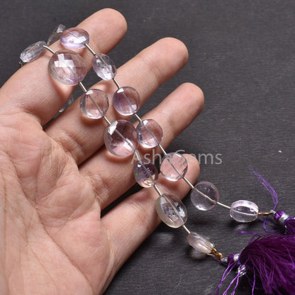 Natural Pink Amethyst faceted Coin Shape Beads,7"Amethyst Coin Beads, Fine Quality Pink amethyst Coin Briolette Gemstone Bead Jewelry Making