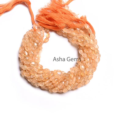 Fine Citrine Smooth Oval Shape Beads,12.5" Strand Natural Yellow Citrine Quartz Plain Handmade Oval Gemstone Loose Beads Jewelry Crafts SALE