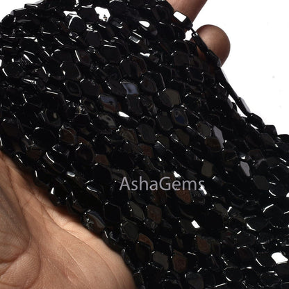 beautiful Black Spinel Smooth Fancy Shape Gemstone Beads,13" Strand Natural Black Spinel Plain Handmade Uneven Rhombus Shape Beads Jewelry