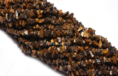34" Strand Natural Tiger Eye Gemstone Uncut Chips Beads, Fine Quality Yellow Brown Tiger Eye Uneven Polish raw rough beads jewelry Tiger Eye