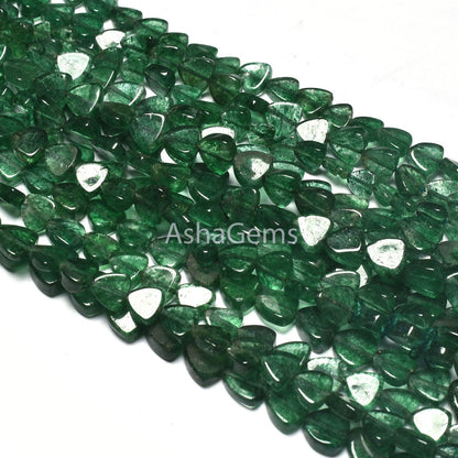 Beautiful Green Mica Smooth Handmade Heart Shape Beads,13" Natural Mica Margaj Plain Straight Drill Heart beads, Gemstone Fancy bead Jewelry