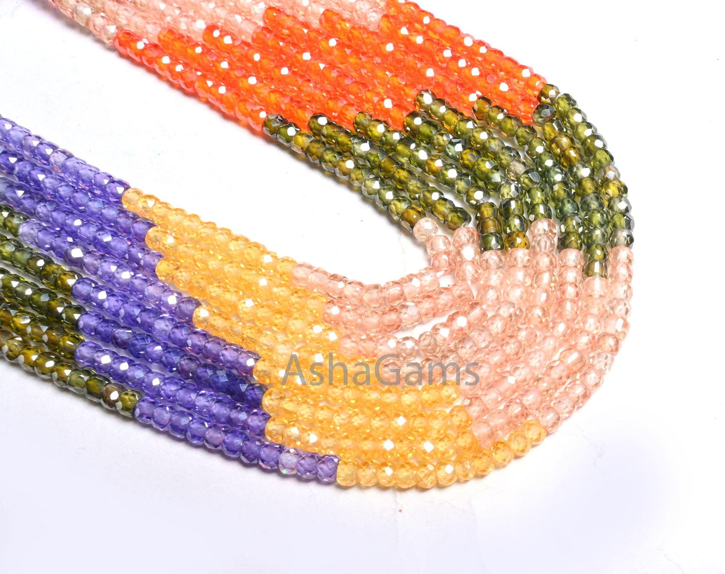 3.2mm AAA Quality Shaded Multi Color Zircon Rondelle Faceted Beads,13"Cubic Zircon Micro Cut Faceted Zircon Bead Necklace Jewelry Craft SALE
