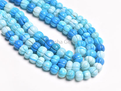 AAA Beautiful Shaded Turquoise Blue opal Carving Watermelon Shape beads,16"Strand Opal Carved Gemstone Bead, Opal Melon Beads Jewelry Crafts