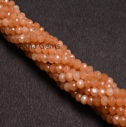 Beautiful Peach Jade Quartz faceted Rondelle Shape Loose Beads,13.5" Fine Peach Jade Quartz machine cut Bead,4.5 mm jade Beads Jewelry Craft (AG 15201)