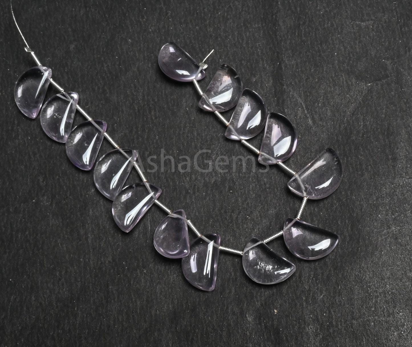 Natural Pink Amethyst Smooth D Shape Fancy Gemstone Beads,10-16 mm Amethyst Half Moon Side Drill Handmade Plain Beads Jewelry making Crafts