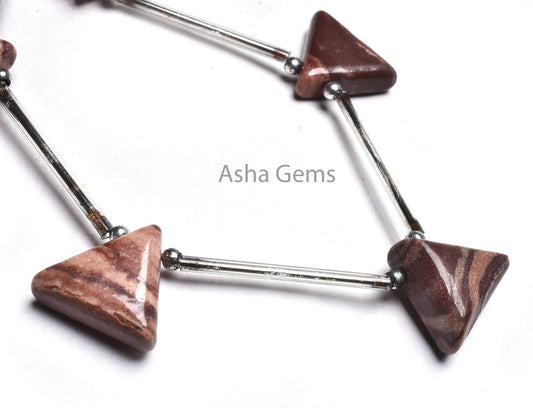 Beautiful Jasper Triangle Shape Gemstone Side Drill Beads,5 Piece Strand Natural Brown Jasper Smooth Trillion Beads Picture Jasper Bead SALE
