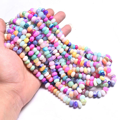 Wonderful Multi Shaded Opal Rondelle Smooth Gemstone Beads, Fine Disco Opal Beads, Mix Color Multi Opal Plain Bead Jewelry Making Craft SALE