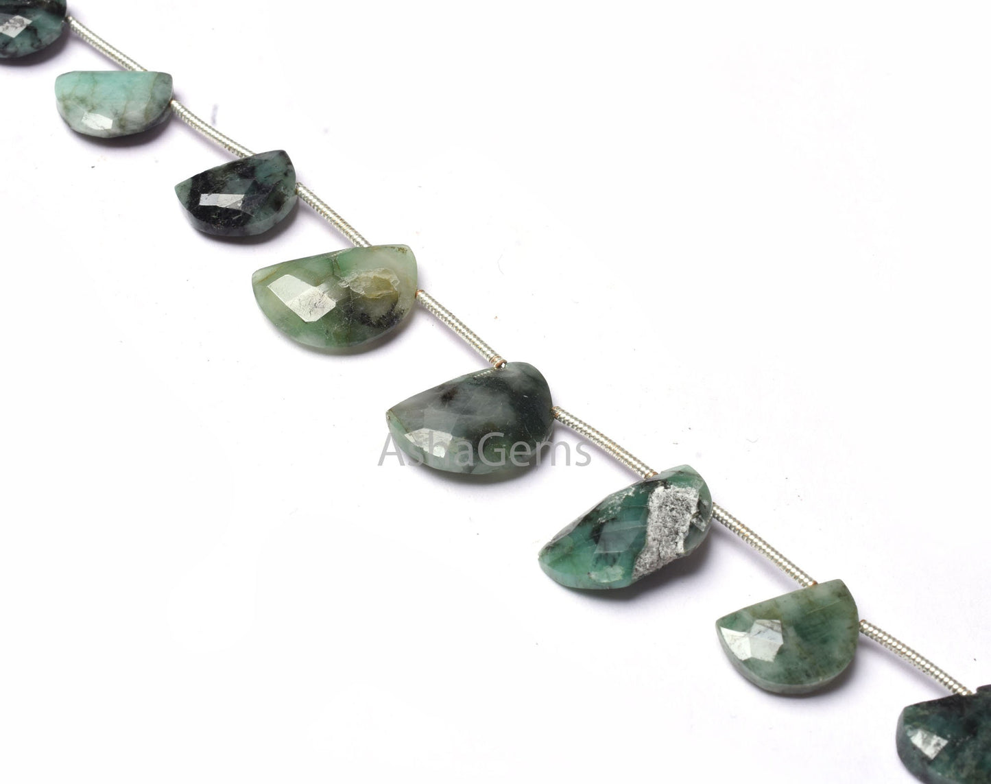 Emerald Fancy D shape Faceted Gemstone Beads,6"Strand Natural Green Emerald half moon Briolette Bead, Sakota emerald bead Jewelry Craft sale