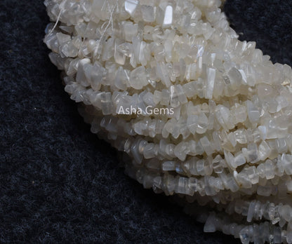 Natural White Moonstone uncut Chip Gemstone Beads Strand, Fine Quality Moonstone Smooth Uneven Raw Rough Nugget Bead For Jewelry Making (AG 10274)