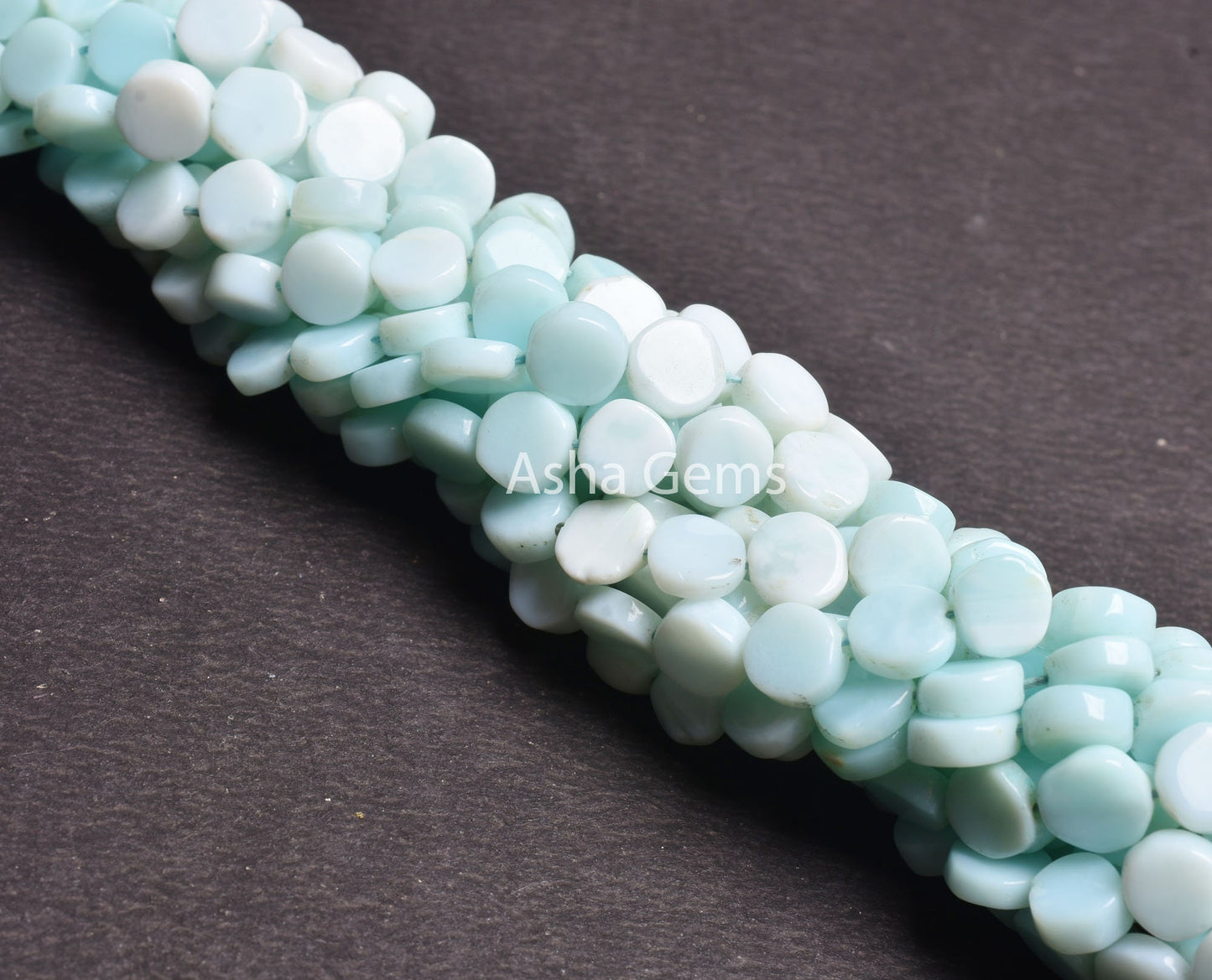 13" Strand Peru Opal Smooth Coin Shape Gemstone Beads, Opal Plain coin Handmade Straight Drill Bead, Sky Blue Opal Beads Jewelry Making SALE
