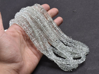 Beautiful Green Amethyst Flat Wheel Shape Faceted Beads, Natural Amethyst Indian Cut Heishi Tyre Gemstone Beads, Amethyst Bead Jewelry Craft