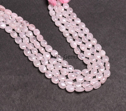 13" Natural Rose Quartz Smooth Oval Shape Gemstone Loose Beads,8-10 mm Pink rose Quartz Plain Oval handmade Beads Jewelry making Crafts SALE