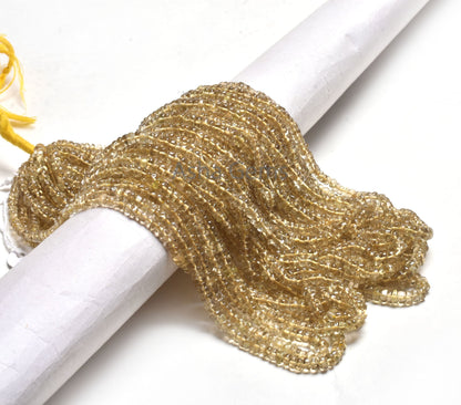 Beautiful Lemon Quartz Smooth Rondelle Shape Beads,18" Strand Natural Yellow Lemon Plain Hanmade Gemstone Beads Lemon beads for Jewelry Sale