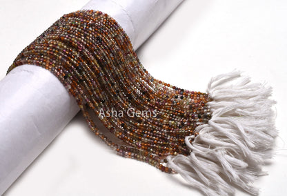 2.75 mm Tundra Sapphire Faceted Micro Cut Beads,13"Strand Real Multi sapphire Machine Cut Rondelle Gemstone Bead, Multi Disco sapphire Beads
