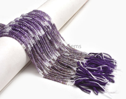 3 mm Natural Amethyst Faceted Micro Cut Faceted Beads, Shaded Purple Amethyst Machine Cut Gemstone Beads, amethyst Bead Jewelry Makings SALE