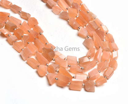 Fine Quality Moonstone Nugget Faceted Gemstone Beads, Natural Peach Moonstone Uneven Tumble Straight Drill Bead, AAA Pink Moonstone Jewelry