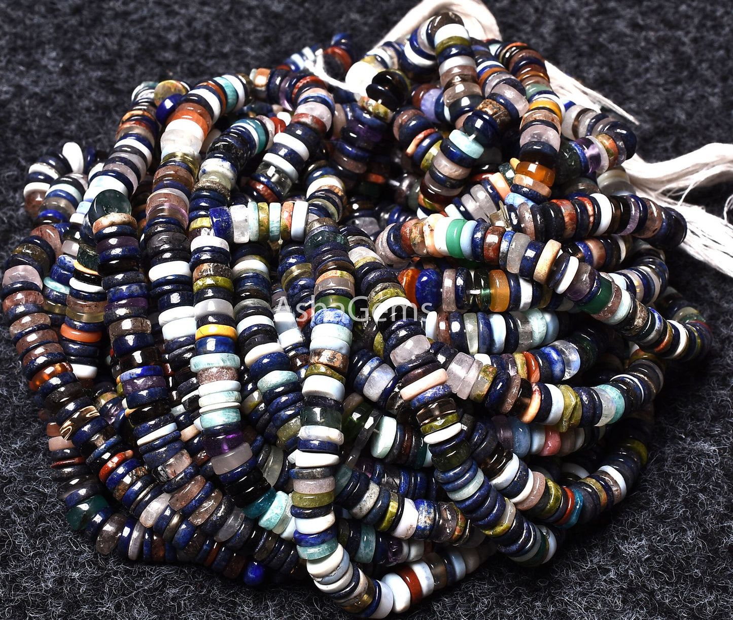 Amazing Multi Color Smooth Heishi Tyre Shape Beads, Natural Mix Gemstone Wheel Shape Beads, Disco Flat Tyre Loose Beads For Jewelry Makings