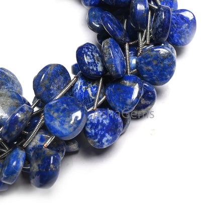 Beautiful Blue lapis Lazuli Smooth Heart Shape Beads, Natural Lapis Plain handmade Heart Side Drill Gemstone lapis Bead Jewelry making Craft