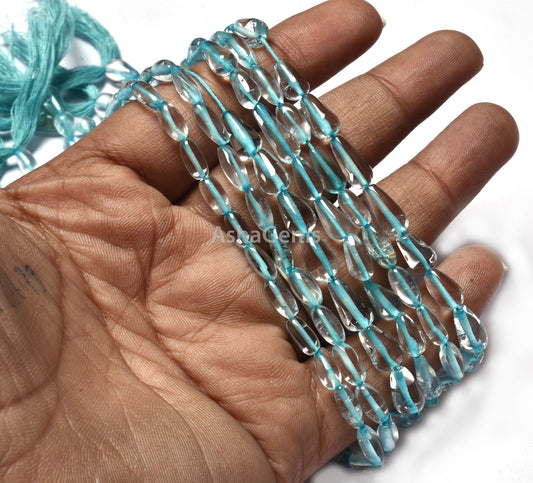 Natural Crystal Blue Treated Beads, Beautiful Crystal Handmade Drops Shape Gemstone Beads Crystal Quartz Smooth Teardrop Beads Jewelry Craft