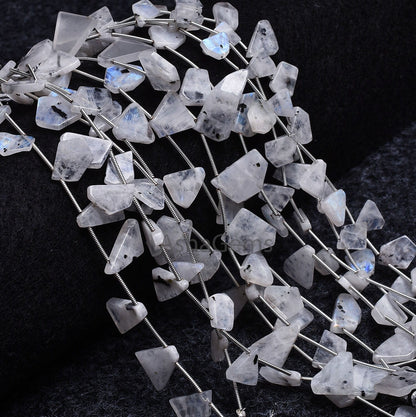 Moss rainbow Moonstone smooth uneven shape Side drill beads, Natural Blue Fire White rainbow fancy Flat Slice Gemstone bead For jewelry SALE