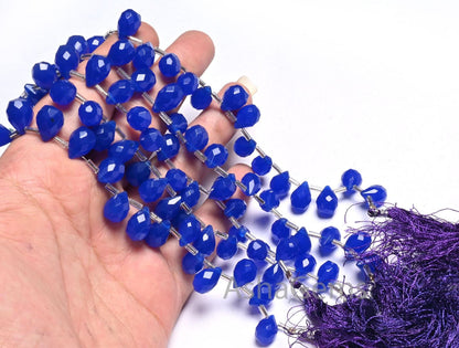 AAA Quality Royal Blue Quartz Hydro faceted Drop Shape Beads, Blue Hydro Faceted Teardrop Briolette Side Dril Bead Jewelry Making Craft SALE (AG 18591)
