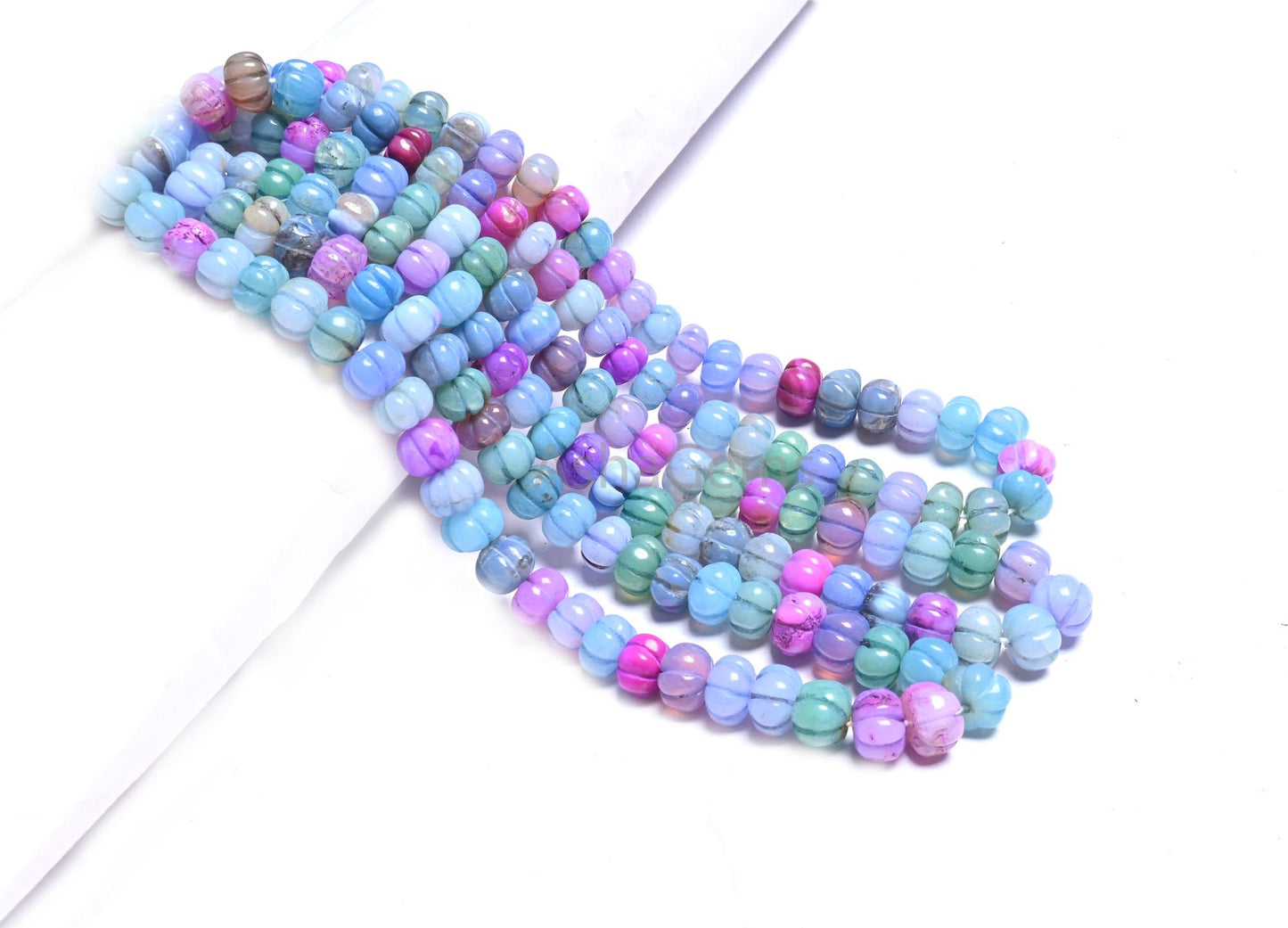 Beautiful Multi Blue Pink Opal Carved watermelon Gemstone Beads, Mix Color Disco Opal carving Pumpkin Handmade Shaded Opal Bead Jewelry SALE