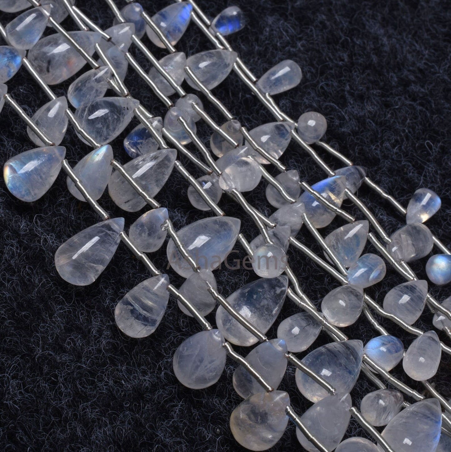 9" Strand beautiful Rainbow Moonstone Drops Shape beads, Fine white rainbow Smooth side drill Teardrop Gemstone Bead For Jewelry making SALE