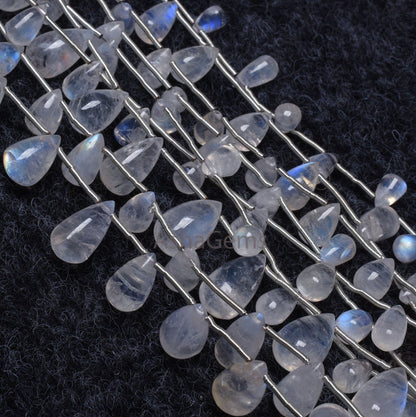 9" Strand beautiful Rainbow Moonstone Drops Shape beads, Fine white rainbow Smooth side drill Teardrop Gemstone Bead For Jewelry making SALE