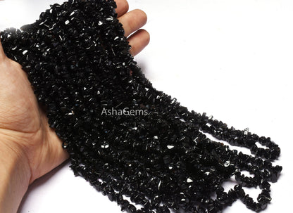 34" Strand Natural Black Onyx Uncut Chips Gemstone Beads Semi Precious Raw Rough Smooth Nugget Bead,AAA Black Onyx Bead Jewelry Making Craft